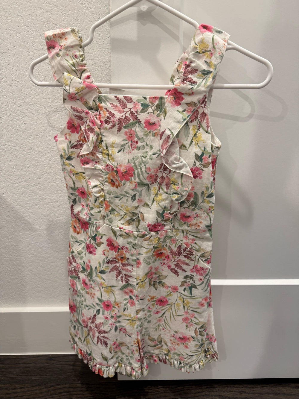 Paz Rodriguez - Girls Floral Ruffle Sundress - Pink & Green